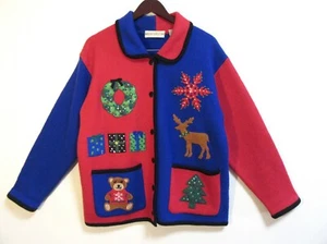 MARISA CHRISTINA Vintage Lana Navidad Vacaciones Novedad Chaqueta Suéter L - Imagen 1 de 11
