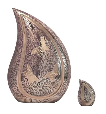 Urn for Ashes Silver Teardrop Adult Memorial Solid Brass Human Cremation - Image 1 of 4