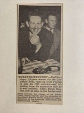 Paul Derringer Cincinnati Reds 1939 Sporting News Baseball 2X5 Panel