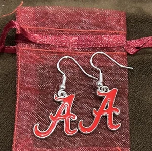 University Of Alabama Crimson Tide Dangle Earrings With Pouch - Picture 1 of 1