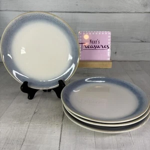 Martha Stewart PERRY STREET BLUE Reactive Blue Band Stoneware Salad Plate Set 4 - Picture 1 of 17