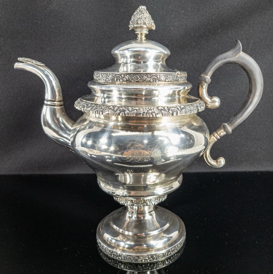 Antigua tetera jarra de plata moneda americana de la ciudad de Nueva York Gerardus Boyce Foto 1 de 4