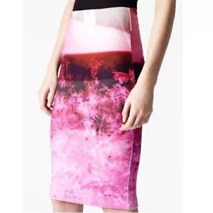 McQ Alexander McQueen Haze Pencil Skirt L Pink Red Bodycon Designer Colorful - Picture 1 of 7