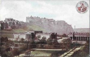 Edwardianische LNWR Eisenbahn Postkarte Edinburgh National Gallery & Castle L&NWR - Bild 1 von 2