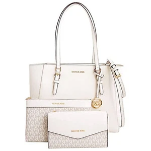 Michael Kors Charlotte Large 3-in-1 Tote Crossbody Handbag Leather (Light Cream) - Picture 1 of 8