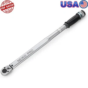 1/2in Drive Torque Wrench Click Adjustable 50-250 ft-lb CrV Steel Storage Case - Picture 1 of 6