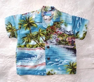 RJC SHORT SLEEVE BLUE HAWAIIAN SHIRT  Baby Boy Size 12 Mo. - Picture 1 of 4