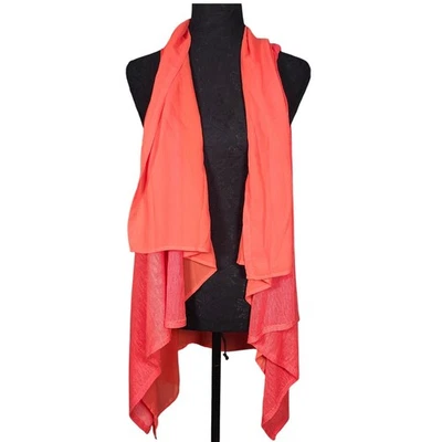 Chaleco Chelsea & Theodore Coral Frente Abierto Tejido Capas Transparentes Sin Mangas Top L Foto 1 de 4