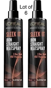 6 Pack L'Oréal Paris Advanced Hairstyle Sleek It Iron Straight Heat Spray, 5.7oz - Picture 1 of 3