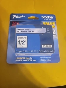 P-Touch Brother TZE-131  Black Print on Clear Tz Tape Indoor & Outdoor 2 Pack  - Picture 1 of 3