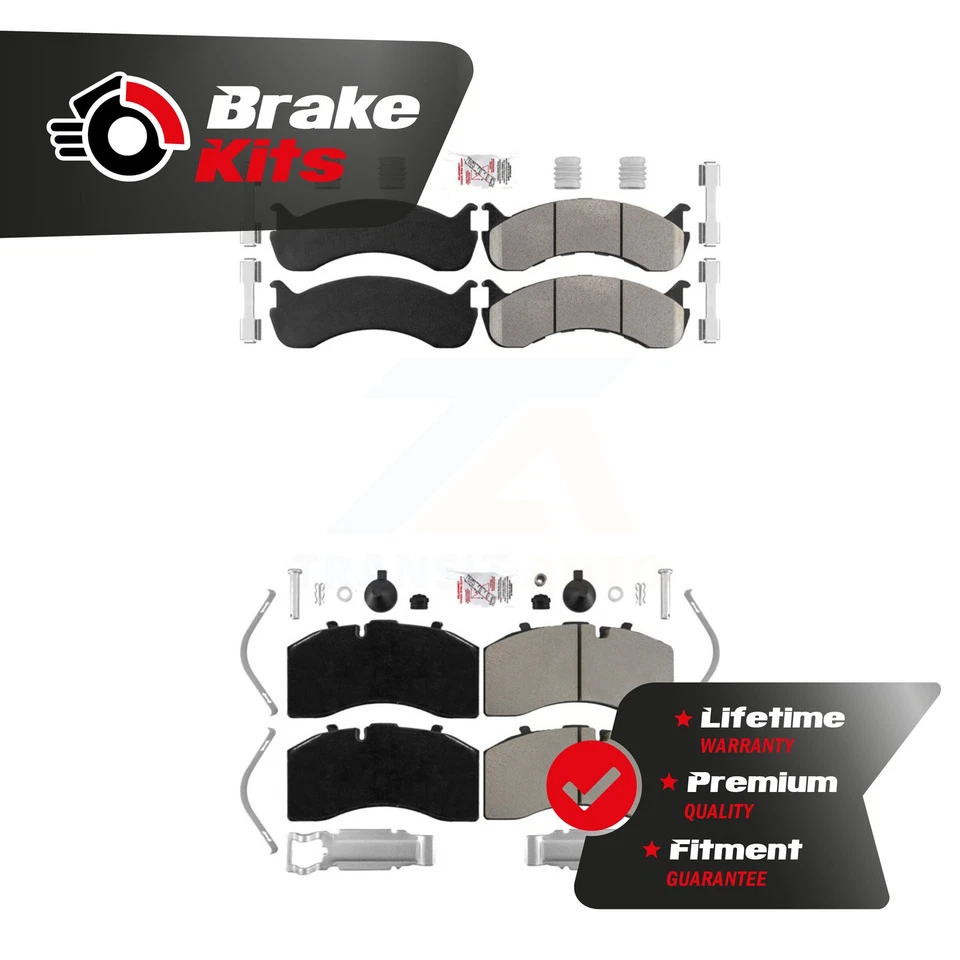 Front Rear Semi-Metallic Disc Brake Pads Kit For 2011-2017 Freightliner M2 106 — 第 1/1 张图片