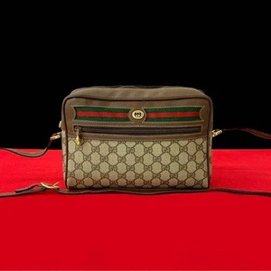Old Gucci Sherry Line GG Leather Shoulder Bag Brown - Picture 1 of 10