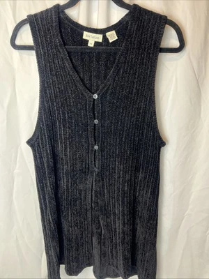 Chaleco Largo Ann Taylor Suave Negro Chenilla-M Foto 1 de 4