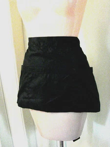 Vintage 60s Waitress Apron Tip Nylon Black Medium Weight Queen Brand 12x24 - Picture 1 of 5