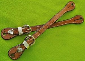 Vintage Lightly Used Quality Vintage Double Leather Silver Buckle Spur Straps~NR
