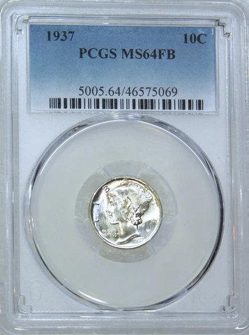 1937 Mercury Dime PCGS MS64FB Frosty White Full Bands PQ Just Graded #E354C Cover
