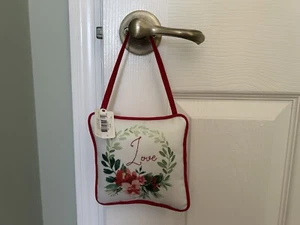 Transpac Fabric Emroidered Mini Pillow Hanging Decor, Love, NWT - Picture 1 of 2
