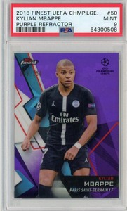 2018 Topps Finest UEFA Champions League Kylian Mbappe /250 #50 PSA 9 MINT