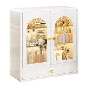 RZGZKLSH White Wall Mounted Metal Locker with Double Glass Door, Bathroom Wall - Picture 1 of 8