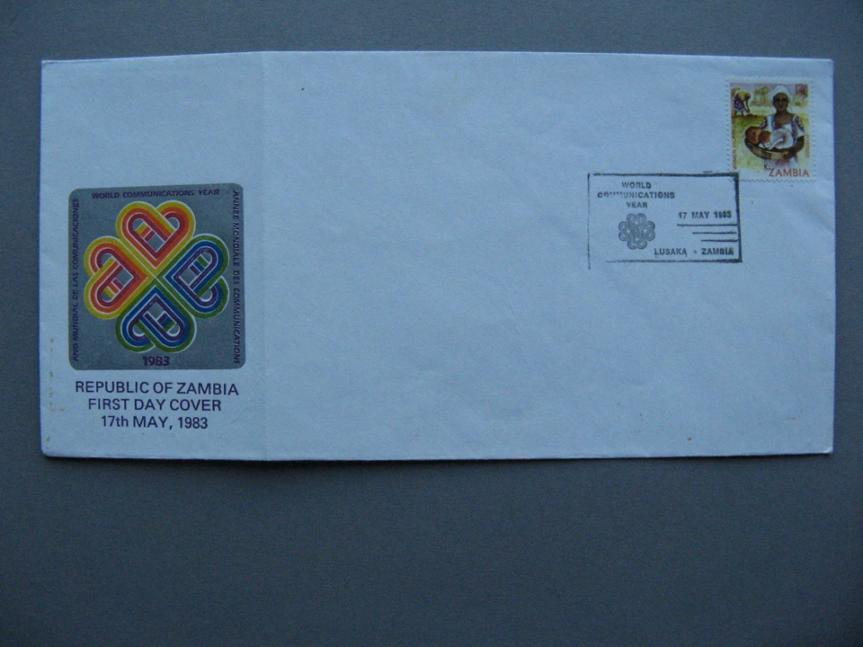 ЗАМБИЯ, обложка технического директора 1983, женщина с грибами, canc. Всемирный год связи - Изображение 1 из 1