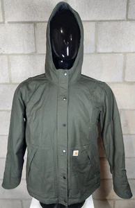 Youth XL (16/18) Carhartt Full Swing Hooded Full Zip Snap Jacket Brown - Picture 1 of 21