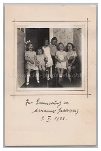 Kindergeburtstag 1933 - "Zur Erinnerung an Mariannes Geburtstag" - Altes Foto - Picture 1 of 2