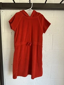 EUC HANNA ANDERSSON Tomato Red Orange Hooded Swimsuit Coverup SZ 140 US 10 - Picture 1 of 5