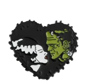Mr & Mrs Frankenstein heart Enamel Pin - AU Stock free AU shipping. - Picture 1 of 2