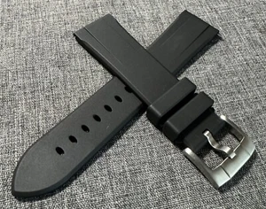 Premium FKM Rubber Sports Watch Strap Matte Black 20/22mm Hinge Design - Picture 1 of 8