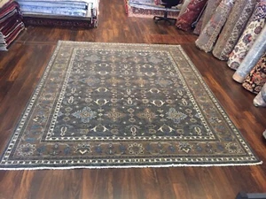 Unique Genuine Hand Knotted Oushak Heriz Geometric Area Rug Carpet 8’x9’11”,47 - Picture 1 of 12