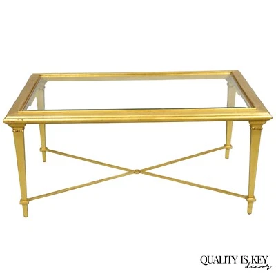 Hickory Chair French Hollywood Regency Gold Rectangular Bristol Coffee Table - Image 1 of 4
