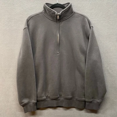 Pulôver masculino Abercrombie Fitch macio AF 1/4 com zíper pescoço simulado? Cinza pequeno neutro - Imagem 1 de 4