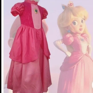 Prinzessin Pfirsich Kostüm Kleid Kinder Gr. 2T-4T Krone Handschuhe Ohrringe Halloween Neu - Bild 1 von 6