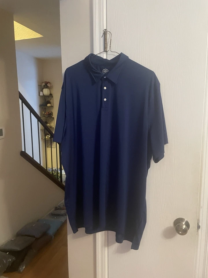 Camisa Polo St John’s Bay Para Hombre Estilo SS Poliéster Grande y Alta Talla 4XL Azul Marino Foto 1 de 4