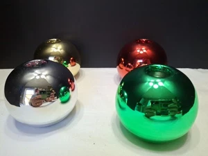 Vintage Christmas Metallic Ball Tea Light/Taper Candle Holders Set of 4 - 3”x3” - Picture 1 of 6