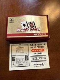 Nintendo Game & Watch Black Jack BJ-60 Vintage Handheld 1985 Works w/ Manual