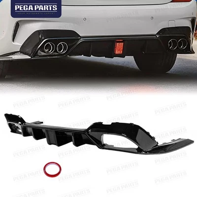 CMS Style Gloss Black Rear Diffuser w/LED Light For 2019-2022 BMW 3 Series G20 - Imagem 1 de 4