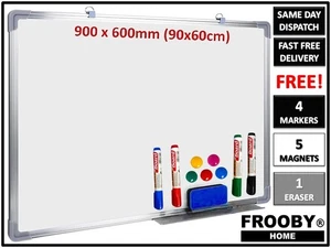 Magnetic Whiteboard Large 900x600 White Board Dry Wipe Notice Office School Home - Picture 1 of 6
