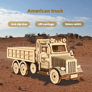 Mechanisches Holz Trick Holz 3D Puzzle American Truck Selbstmontage Set - Bild 1 von 8