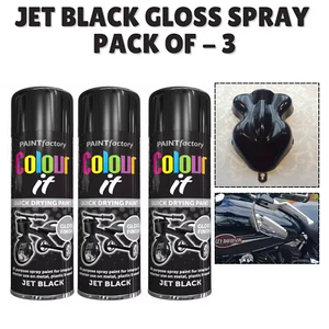 Pintura en aerosol brillante color negro azabache 3 x 250 ml para el hogar coche furgoneta bicicleta - Imagen 1 de 1
