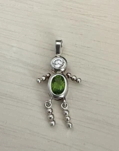 Stick Boy PENDANT 925 Sterling Silver Green August Gem Birthstone See Photos - Picture 1 of 6