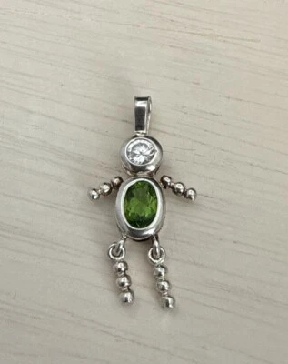 Stick Boy PENDANT 925 Sterling Silver Green August Gem Birthstone See Photos - Image 1 of 4