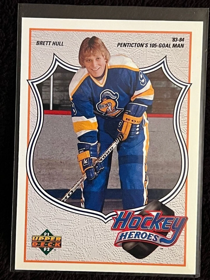 1991-92 UPPER DECK HOCKEY HEROES #1 BRETT HULL BLUES - Image 1 of 1