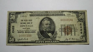 $50 1929 Lowville New York NY National Currency Bank Note Bill #2426 Low Serial - Picture 1 of 3