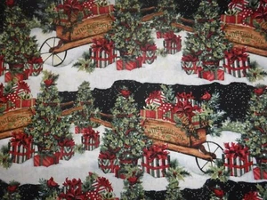 18" x 18" Weihnachten Urlaub Kissenbezug Wagen & Pakete mit Weihnachtsbäumen - Bild 1 von 1