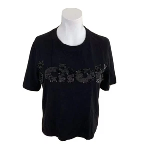 Maje X Schott Tennessee Womens Graphic T-Shirt Black Sequin 100% Cotton 1 New - Imagen 1 de 12
