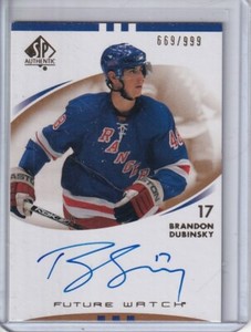  2007-08 SP Authentic Future Watch #232 Brandon Dubinsky RC AUTO /999 