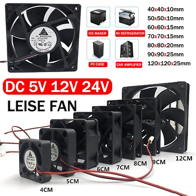 DC 5V 12V 24V Lüfter Gehäuselüfterfür PC Computer 40 50 60 80 90 120mm leise FAN - Bild 1 von 4