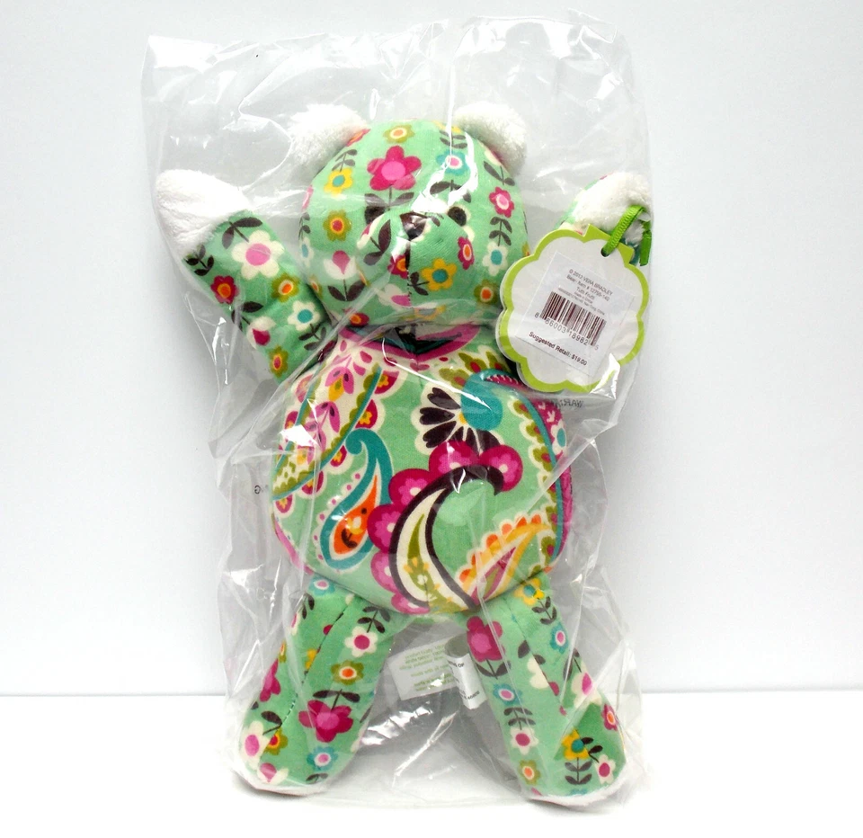 2012 Vera Bradley Baby 10" Plush Teddy Bear Animal TUTTI Frutti Green