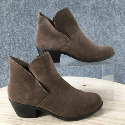 Me Too Botas Mujer 6 M Botines Cortados Cuero Marrón Tacones Bloque Tirar Foto 1 de 4